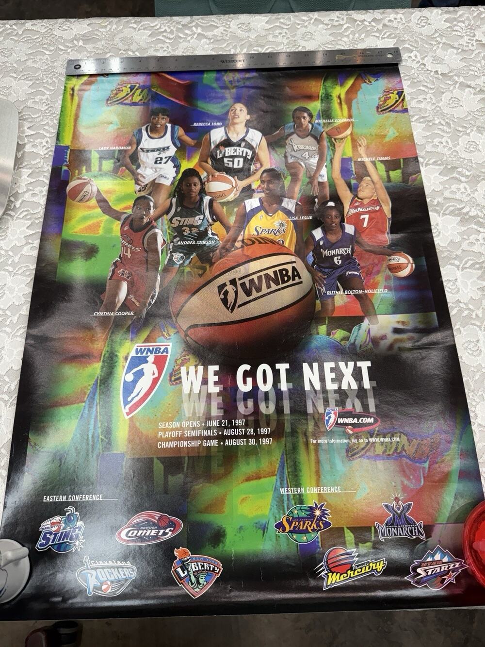 SUPER RARE 1997 WNBA Inaugural Season Lisa Leslie Sparks Basketball Poster